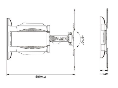 Кронштейн для телевизора NB P4 настенный, наклонно-поворотный, 32-55 дюйма, черный